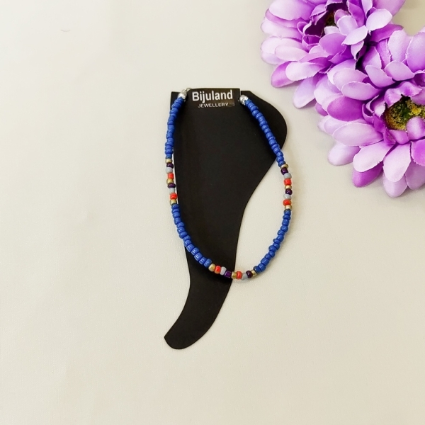 JEWELRY - ANKLET - BRACELET - BEADS SOLID - 22cm BLUE SKY (DARK) AND MIX 03 - 1pc.