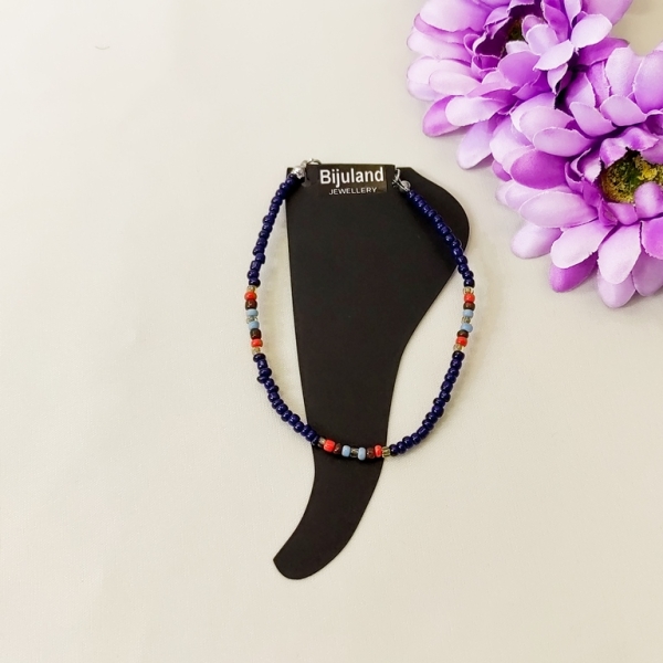 JEWELRY - ANKLET - BRACELET - BEADS SOLID - 22cm BLUE (DARK) AND MIX - 1pc.