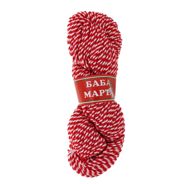 YARN - BABA MARTA 51 - WHITE-RED - 90m - ACRYLIC AND POLYESTER - 1 skein