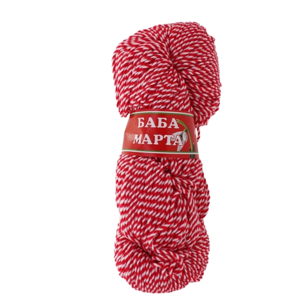 YARN - BABA MARTA 66 - WHITE-RED - 160m - ACRYLIC - 1 skein