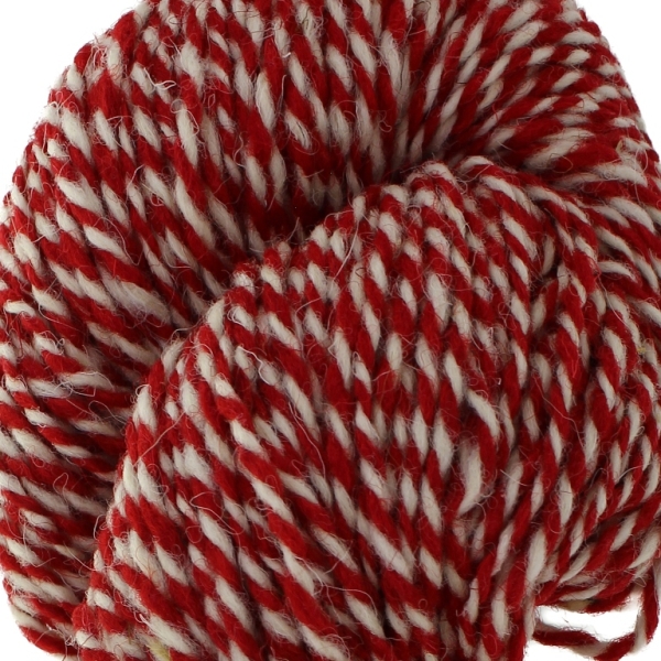 YARN - BABA MARTA 69 - WHITE-RED - 140m - WOOL - PACKAGE (5 skeins)