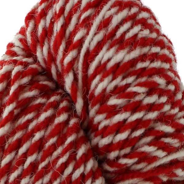 YARN - BABA MARTA 70 - WHITE-RED - 75m - WOOL - PACKAGE (5 skeins)