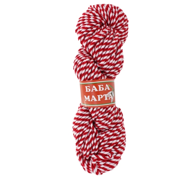 YARN - BABA MARTA 73 - 3mm - WHITE-RED - 55m - ACRYLIC - 1 skein