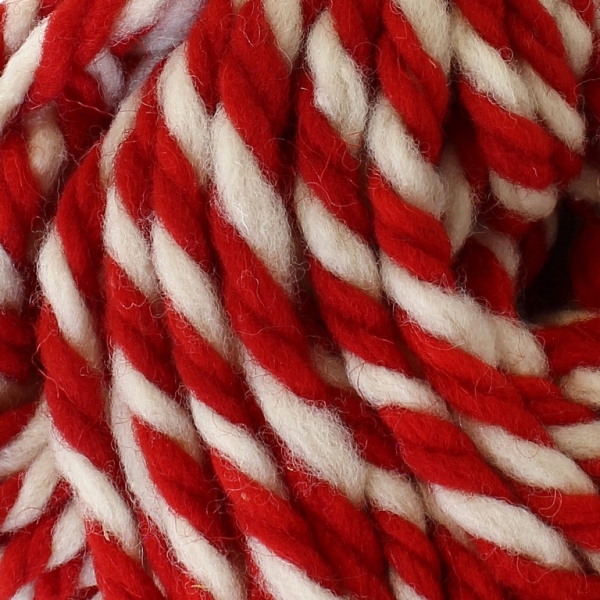 YARN - BABA MARTA 82 - WHITE-RED - 35m - WOOL - PACKAGE (5 skeins)