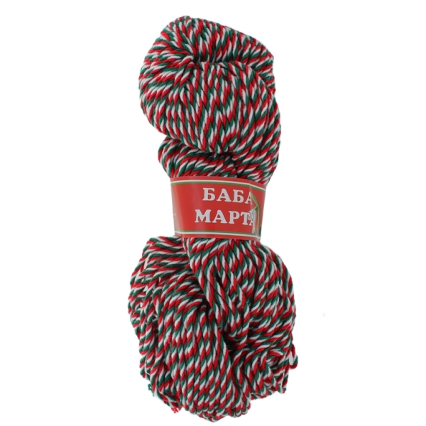 YARN - BABA MARTA FLAG 68 - WHITE-RED-GREEN - 66m - ACRYLIC - 1 skein