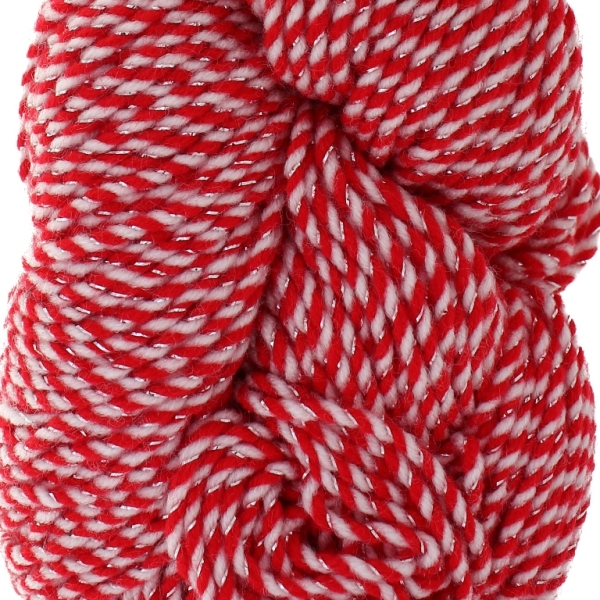 YARN - BABA MARTA LAME 67 - WHITE-RED-SILVER - 160m - ACRYLIC AND LAME - PACKAGE (5 skeins)