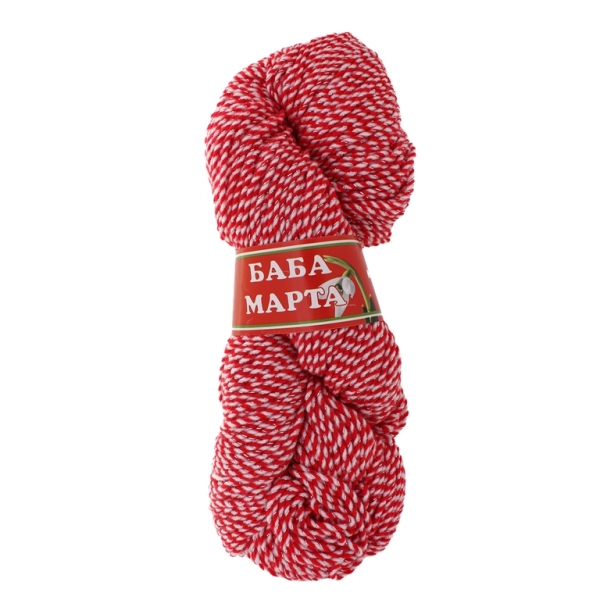 YARN - BABA MARTA LAME 67 - WHITE-RED-SILVER - 160m - ACRYLIC AND LAME - 1 skein