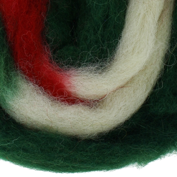 YARN - BABA MARTA FELT 302 - WHITE-RED-GREEN - 1.8m - WOOL - PACKAGE (5 skeins)