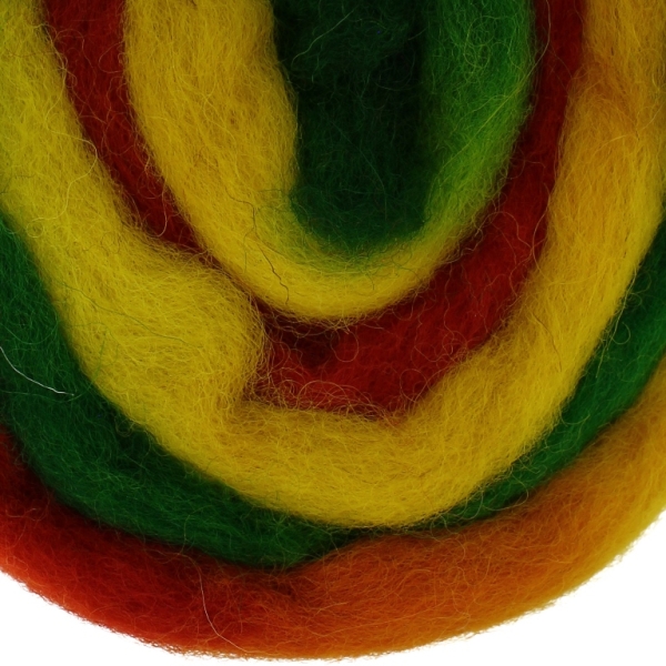 YARN - BABA MARTA FELT - YELLOW-RED-GREEN 308 - 1.8m - WOOL - PACKAGE (5 skeins)