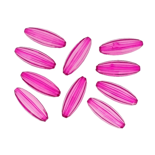 TRANSPARENT PLASTIC BEADS - ELLIPSE FACETED 03 - 33x12mm CYCLAMEN PINK V08 - 50g Hole-2.0mm (19pcs.)