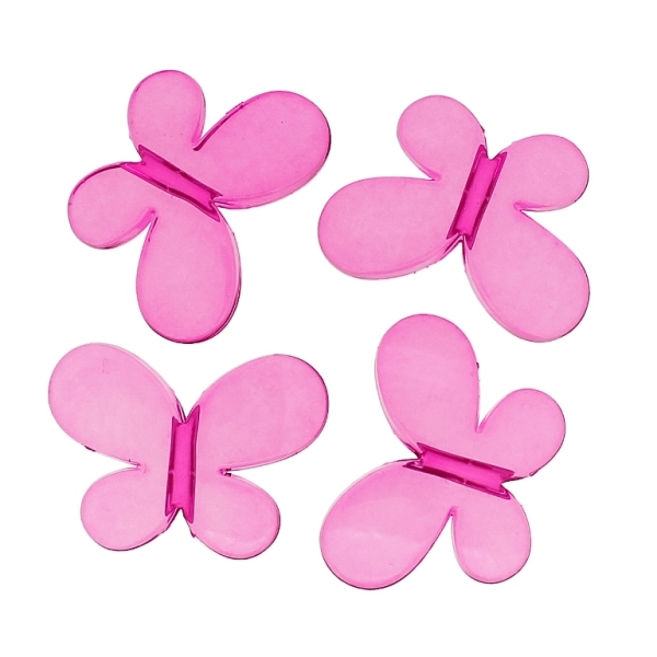 TRANSPARENT PLASTIC BEADS - BUTTERFLY 01 - SMOOTH 21x29x6mm CYCLAMEN PINK V08 - 50g Hole-3.0mm (26pcs.)