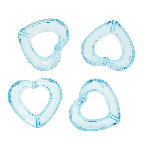 TRANSPARENT PLASTIC BEADS - HEART 08 CONTOUR - INNER HOLE 13x14mm - 25x28x9mm BLUE SKY V39 - PACKAGE 500g Hole-2.0mm (210pcs.)