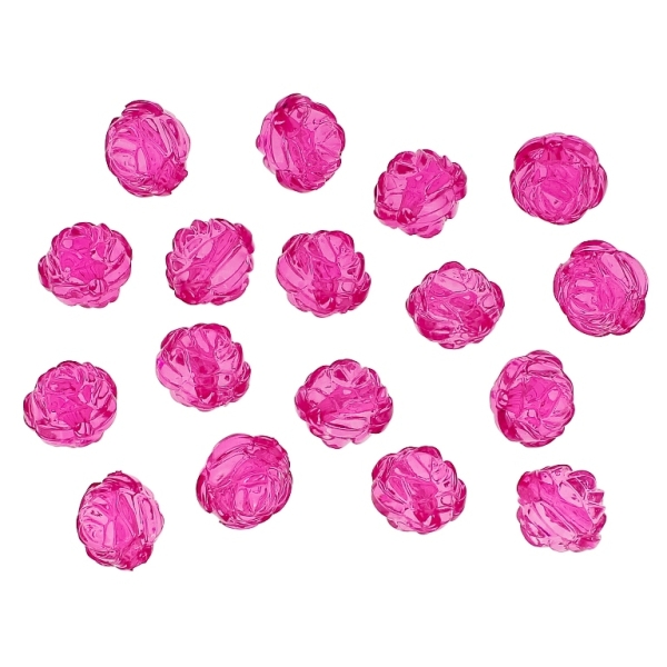 TRANSPARENT PLASTIC BEADS - BALL ROSE - 13mm CYCLAMEN PINK V08 - 50g Hole-2.5mm (53pcs.)