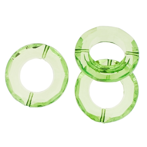 TRANSPARENT PLASTIC BEADS - RING FACETED 01 - INNER HOLE 16mm - 30x8mm GREEN (LIGHT) V34 - 50g Hole-1.8mm (15pcs.)