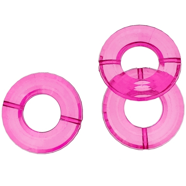 TRANSPARENT PLASTIC BEADS - RING FACETED 02 - INNER HOLE 16mm - 34x7mm CYCLAMEN PINK V08 - 50g Hole-2.0mm (10pcs.)