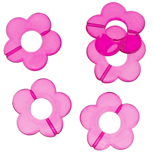 TRANSPARENT PLASTIC BEADS - FLOWER 06 - INNER HOLE 12mm - 30x5mm CYCLAMEN PINK V08 - 50g Hole-2.0mm (20pcs.)