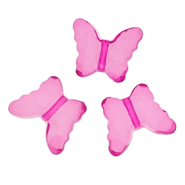 TRANSPARENT PLASTIC BEADS - BUTTERFLY 04 - FACETED 18x22x8mm CYCLAMEN PINK V08 - 50g Hole-2.5mm (27pcs.)