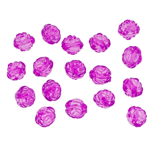 TRANSPARENT PLASTIC BEADS - BALL ROSE - 13mm CYCLAMEN PURPLE (DARK) V48 - 50g Hole-2.5mm (53pcs.)