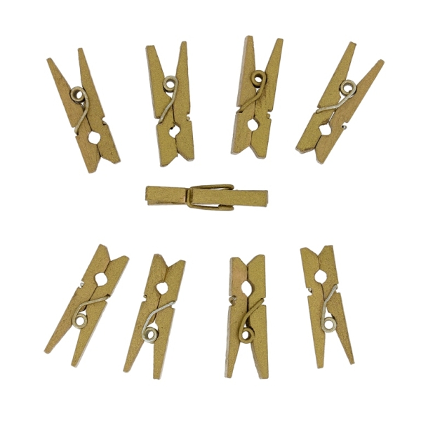 WOODEN FIGURES - CLOTHESPIN - 25x7x4mm - GOLD - 20pcs.