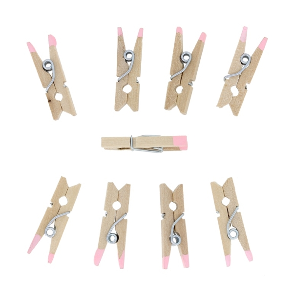 WOODEN FIGURES - CLOTHESPIN - 25х7х4mm NATURAL AND PINK (LIGHT) - 20pcs.