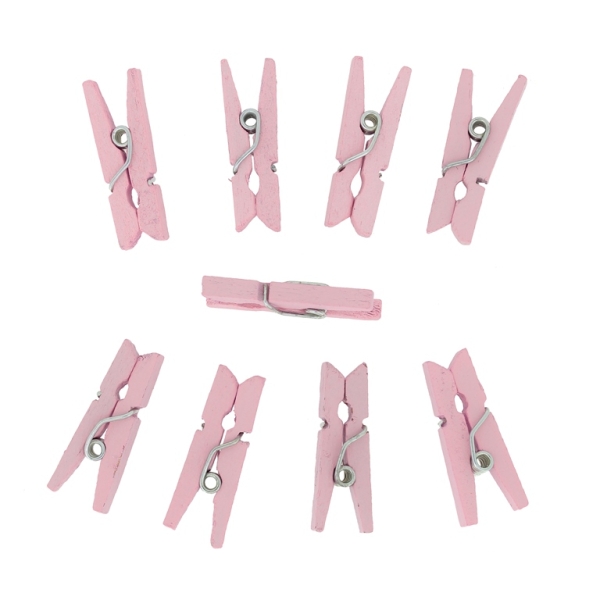 WOODEN FIGURES - CLOTHESPIN - 25х7х4mm PINK - 20pcs.