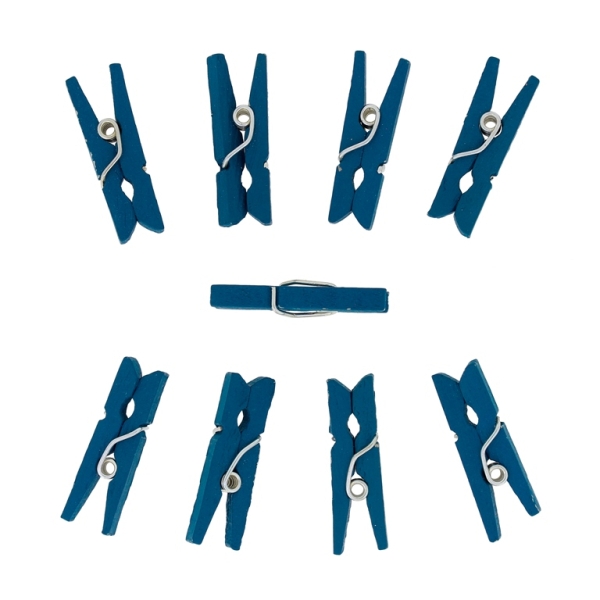 WOODEN FIGURES - CLOTHESPIN - 25х7х4mm BLUE (DARK) - 20pcs.