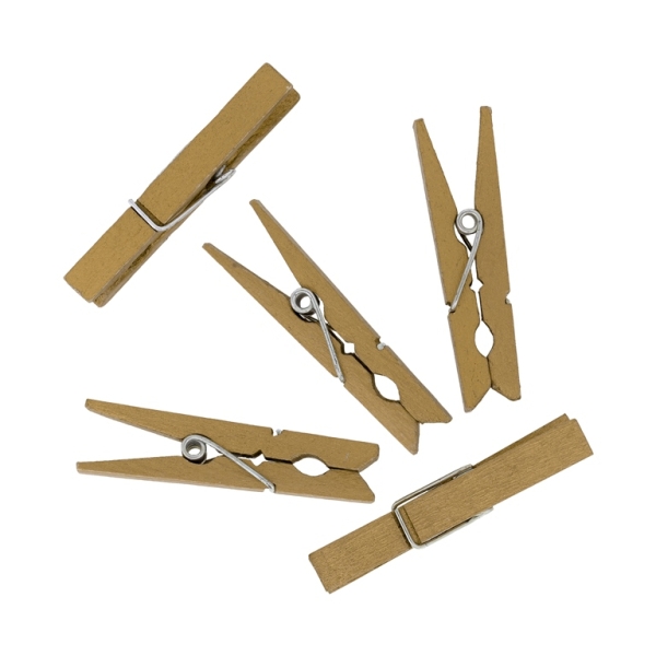 WOODEN FIGURES - CLOTHESPIN - 48х10х7 GOLD 02 - 15pcs.