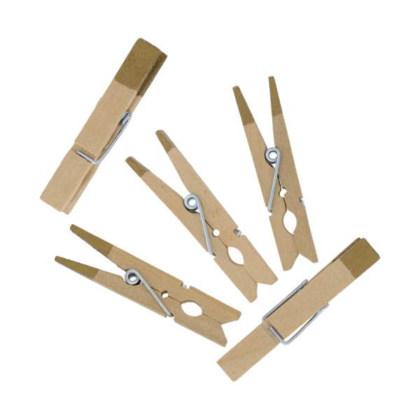 WOODEN FIGURES - CLOTHESPIN - 48х10х7 NATURAL AND GOLD - 15pcs.