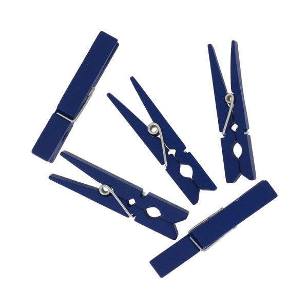 WOODEN FIGURES - CLOTHESPIN - 48х10х7mm BLUE (DARK) 03 - 15pcs.