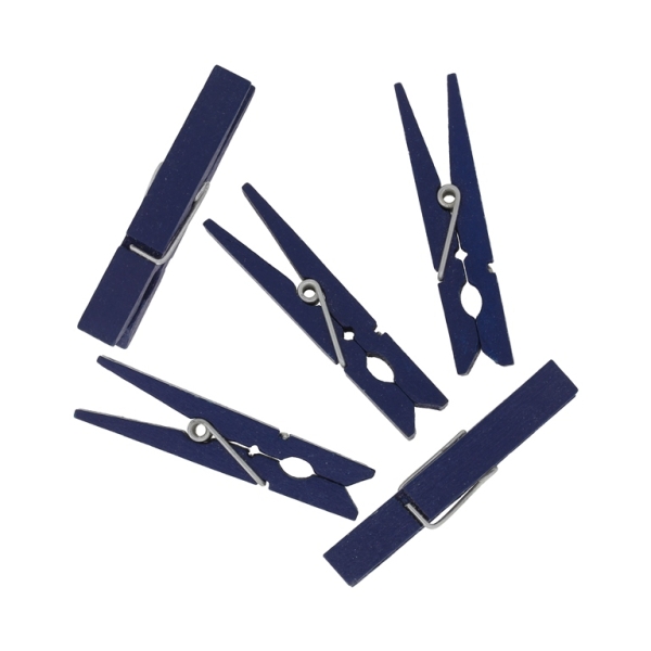 WOODEN FIGURES - CLOTHESPIN - 48х10х7mm BLUE (DARK) 05 - 15pcs.