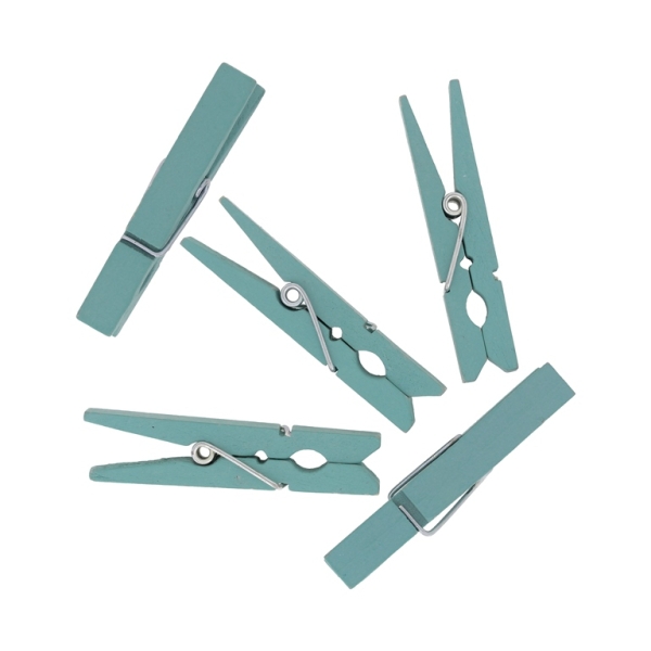 WOODEN FIGURES - CLOTHESPIN - 48х10х7mm TURQUOISE (LIGHT) - 15pcs.