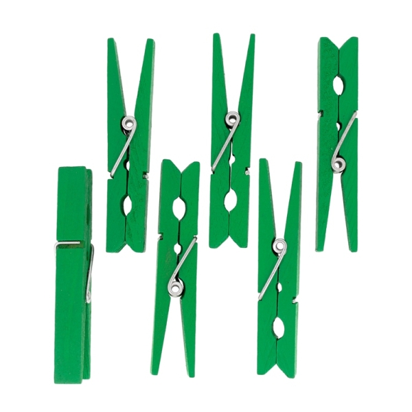 WOODEN FIGURES - CLOTHESPIN - 74х13х10mm GREEN - 5pcs.