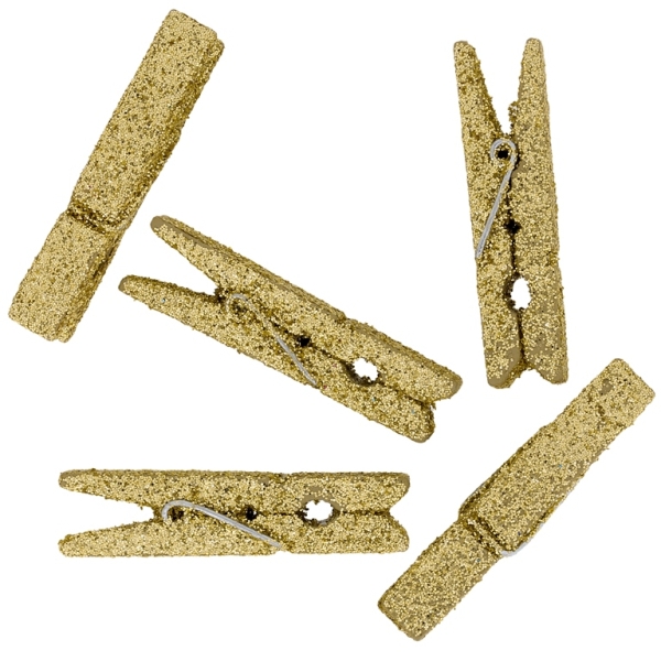 WOODEN FIGURES - CLOTHESPIN - GLITTER - 45х10х7mm GOLD - 15pcs.