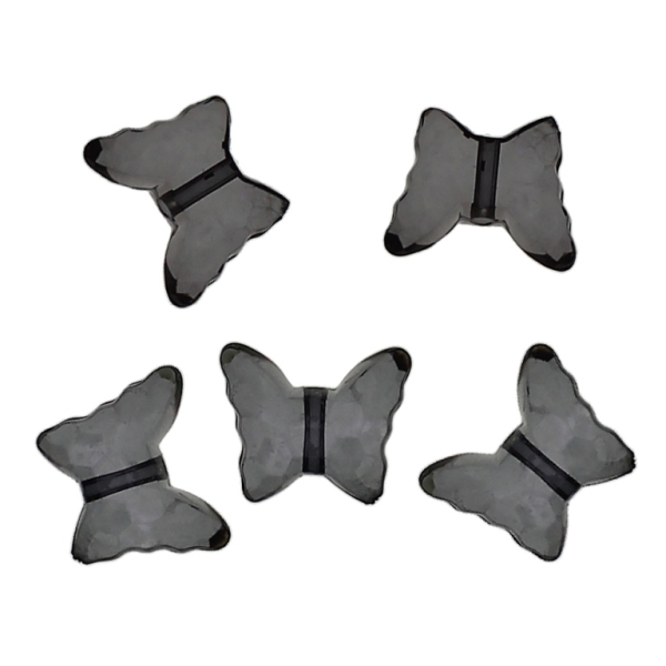 TRANSPARENT PLASTIC BEADS - BUTTERFLY 04 - FACETED 13x15x6mm GRAY (DARK) V71 - PACKAGE 500g Hole-1.8mm (890pcs.)