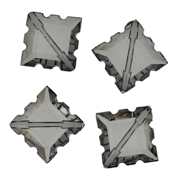 TRANSPARENT PLASTIC BEADS - TILE RELIEF - 22x16x7mm GRAY V70 - 50g Hole-1.5mm (35pcs.)