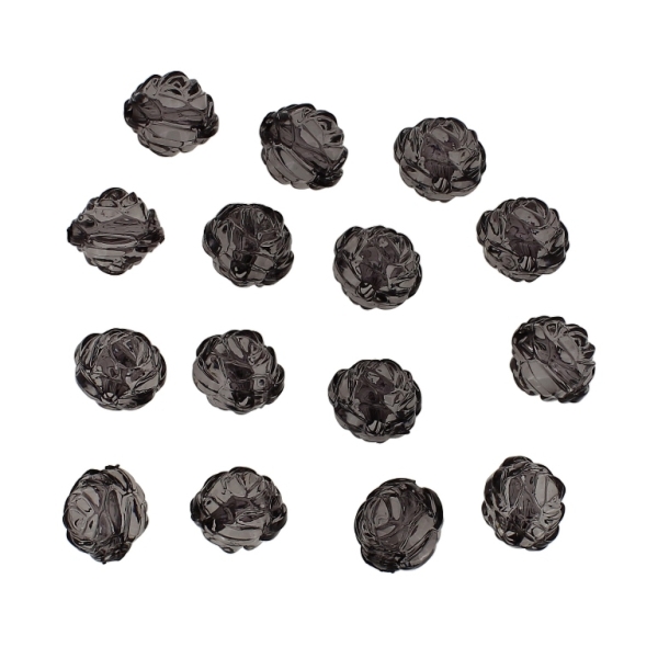 TRANSPARENT PLASTIC BEADS - BALL ROSE - 13mm GRAY V70 - PACKAGE 500g Hole-2.5mm (525pcs.)