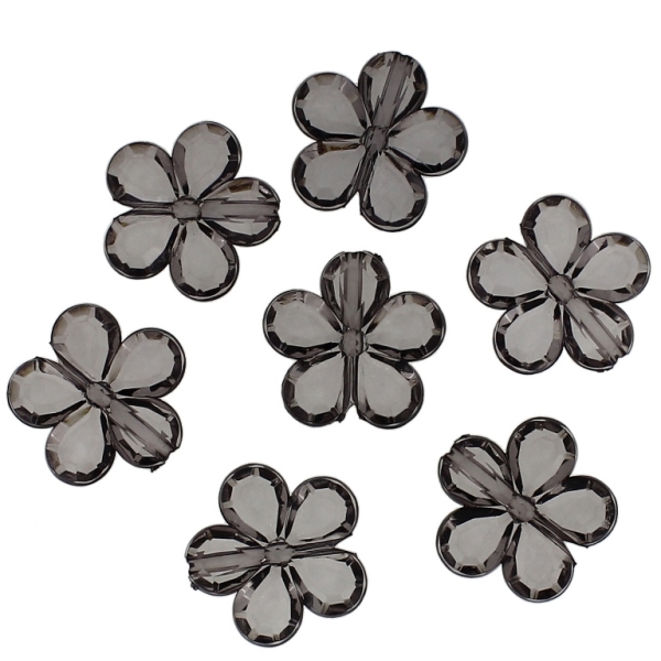 TRANSPARENT PLASTIC BEADS - FLOWER 03 FACETED - 20x5mm GRAY V70 - 50g Hole-2.0mm (50pcs.)