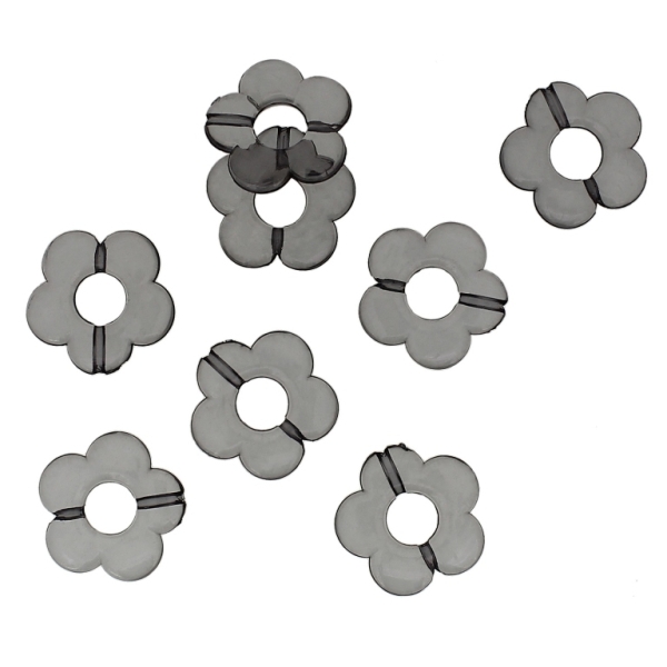 TRANSPARENT PLASTIC BEADS - FLOWER 06 - INNER HOLE 7.0mm - 19x3.5mm GRAY V70 - 50g Hole-1.8mm (61pcs.)