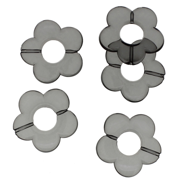 TRANSPARENT PLASTIC BEADS - FLOWER 06 - INNER HOLE 12mm - 30x5mm GRAY V70 - 50g Hole-2.0mm (20pcs.)