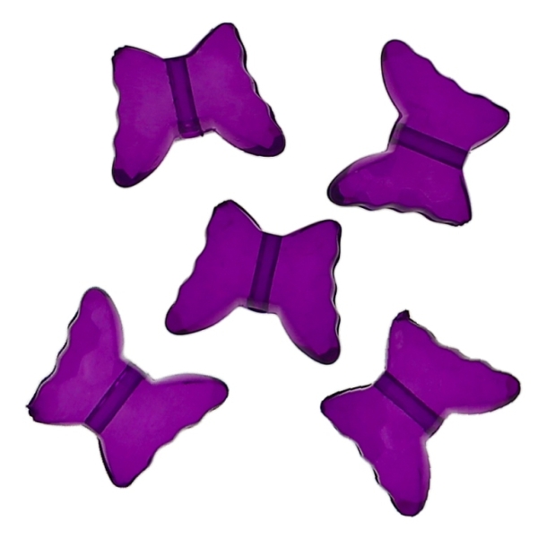 TRANSPARENT PLASTIC BEADS - BUTTERFLY 04 - FACETED 13x15x6mm VIOLET (DARK) V54 - 50g Hole-1.8mm (89pcs.)