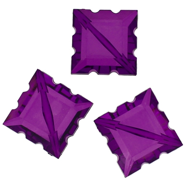 TRANSPARENT PLASTIC BEADS - TILE RELIEF - 33x24x11mm VIOLET (DARK) V54 - 50g Hole-2.8mm (9pcs.)