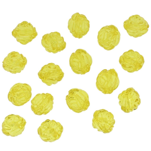 TRANSPARENT PLASTIC BEADS - BALL ROSE - 13mm YELLOW V22 - 50g Hole-2.5mm (53pcs.)