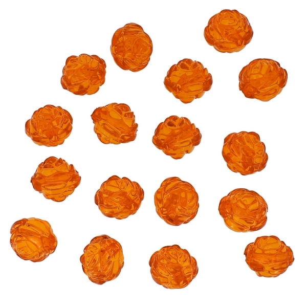 TRANSPARENT PLASTIC BEADS - BALL ROSE - 13mm ORANGE (DARK) V28 - 50g Hole-2.5mm (53pcs.)