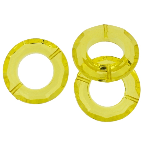 TRANSPARENT PLASTIC BEADS - RING FACETED 01 - INNER HOLE 16mm - 30x8mm YELLOW V22 - PACKAGE 500g Hole-1.8mm (150pcs.)