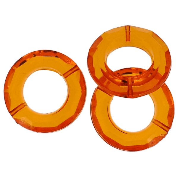 TRANSPARENT PLASTIC BEADS - RING FACETED 01 - INNER HOLE 16mm - 30x8mm ORANGE (DARK) V28 - 50g Hole-1.8mm (15pcs.)