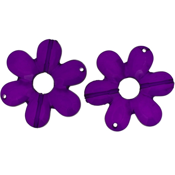 TRANSPARENT PLASTIC BEADS - FLOWER 04 FACETED - INNER HOLE 10.5mm - 45x6mm VIOLET (DARK) V54 - PACKAGE 500g Hole-2.0mm (85pcs.)