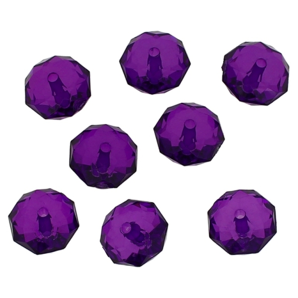 TRANSPARENT PLASTIC BEADS - WASHER FACETED - 10x14mm VIOLET (DARK) V54 - 50g Hole-2.0mm (42pcs.)