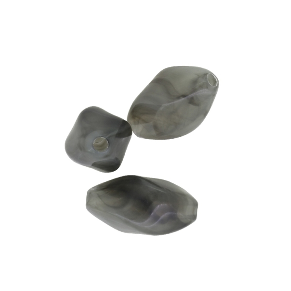 PLASTIC BEADS - ELLIPSE IRREGULAR - 19x12mm GRAY - 50g Hole-2.5mm (43pcs.)