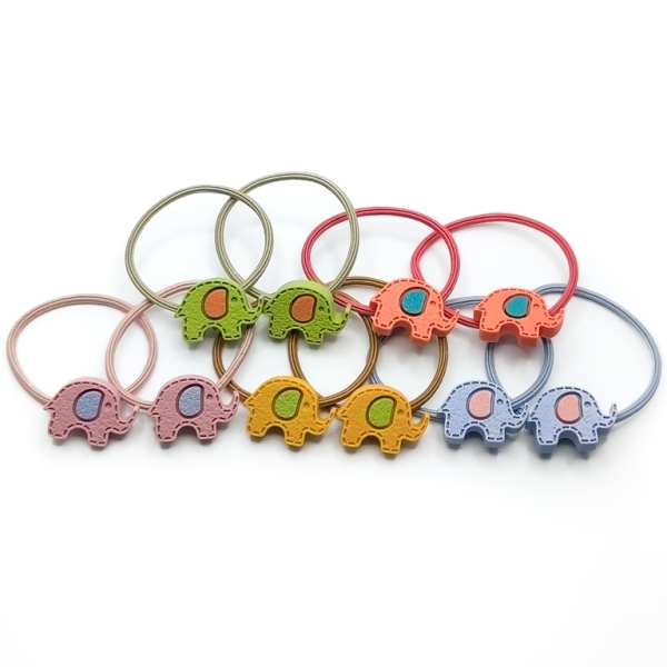 JEWELRY - ACCESSORY FOR HAIR - RUBBER WITH POLYRESIN - ELEPHANT 01 - MIX COLORS - PACKAGE 10 pairs