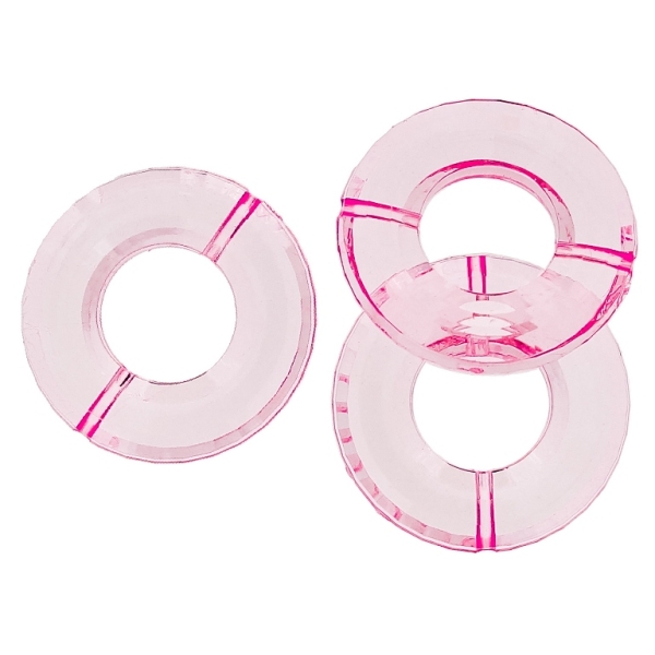 TRANSPARENT PLASTIC BEADS - RING FACETED 02 - INNER HOLE 16mm - 34x7mm PINK V04 - 50g Hole-2.0mm (10pcs.)